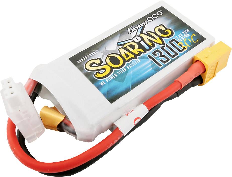 Gens ace Scale model battery pack (LiPo) 7.4 V 1300 mAh No. of cells: 2 30 C Softcase XT60-0