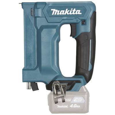 A blue, cordless Makita staple gun with an ergonomic grip and removable battery, suitable for construction and DIY projects.