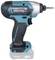 A blue and black cordless electric impact driver.
