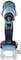 Cordless drill driver, frontal view, blue-black, without battery.