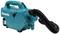 Portable, cordless vacuum cleaner by Makita, blue, with flexible black hose, suitable for small cleaning tasks.