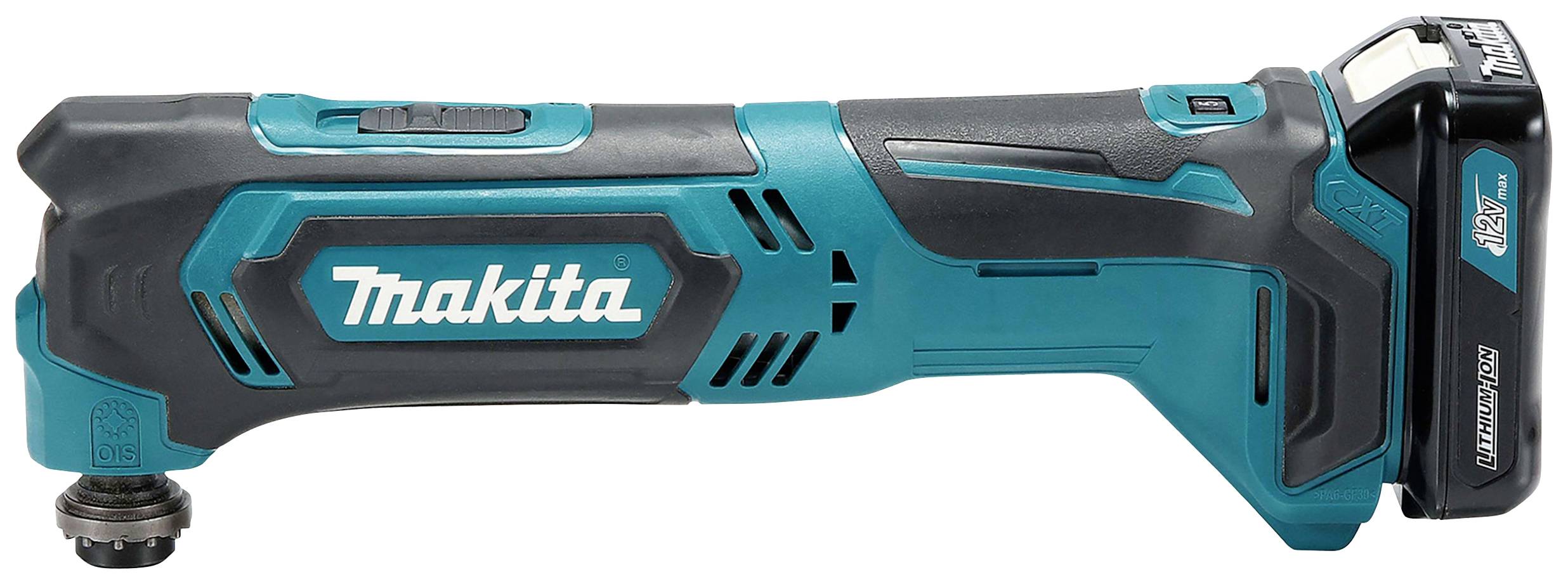 Cordless Multi-Grinder in Blue and Black with the Brand Name 'Makita'. Suitable for Various Grinding and Cutting Tasks.