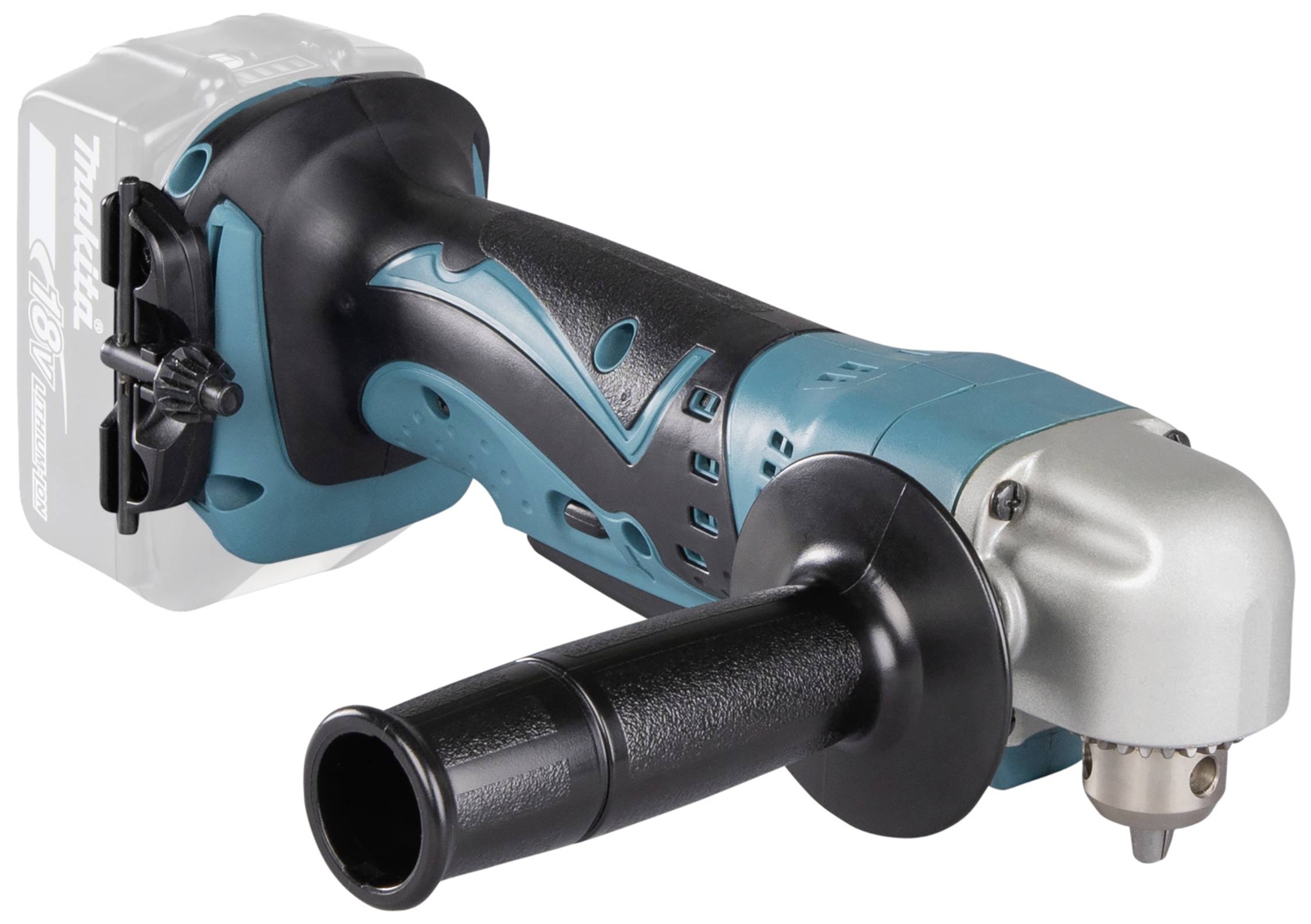 Battery-powered angle grinder with ergonomic handle and removable guard. Suitable for DIY and trade work.