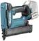 A cordless, blue Makita nail gun, 18V, without battery and nails, suitable for construction work and DIY projects.