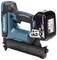 A blue-black cordless nail gun by Makita with an 18V battery, handle, and magazine.