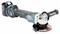 Makita cordless angle grinder with a blue and black casing and ergonomic handle, suitable for grinding work.