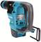Makita power tool, blue and black, side view. Handle and hook system visible. Model number 'DHK180' on the side.