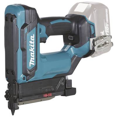 Cordless blue and black Makita nailer with an 18V lithium-ion battery.