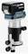 Cordless blue-tinted overhead router with variable speed and top-mounted battery. Primarily grey, black and blue.