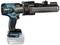 A navy blue and black cordless drill with an attached mixing attachment, suitable for construction or DIY work.