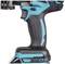 A blue and black electric drill handle with an ergonomic design and rubberised surfaces for improved grip.