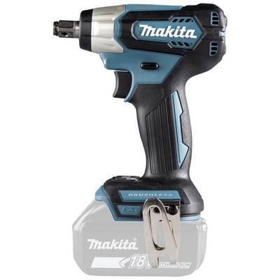 Makita cordless drill with a brushless motor. Battery, holding clip and ergonomic handle are visible.