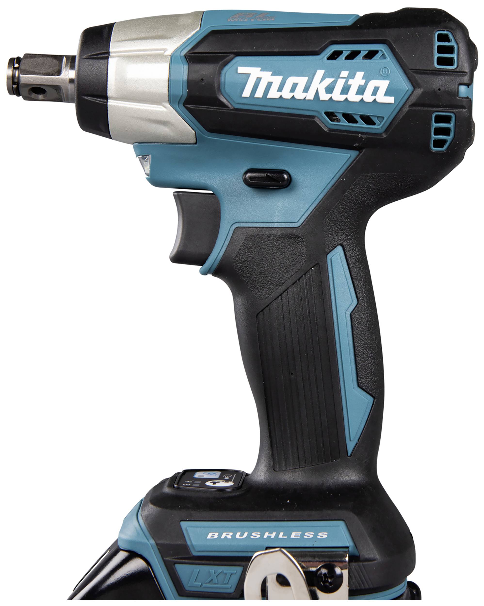 Cordless hammer drill in blue with 'Brushless LXT' written on the handle. Suitable for professional craftwork.