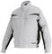 Grey, long-sleeved work jacket with zip and pockets. Brand name in bottom right corner. Ideal for outdoor work.