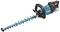 A blue and black electric hedge trimmer with a long cutting blade and ergonomic handle. Suitable for garden maintenance.
