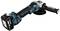 Battery-powered angle grinder with a blue and black housing and Makita logo on the handle.