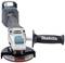 'Angle grinder with X-Lock system and side handle, labelled with Makita. Primarily designed in blue, white, and black.'