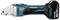 Battery-powered Makita metal shears with blue and black casing, side view.