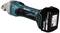 A cordless Makita 18V metal cutting tool with a blue casing and an attached battery, suitable for cutting metal.