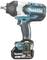 A Makita electric impact driver, blue and black in colour, is powered by an 18V lithium-ion battery.