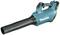 A cordless, blue leaf blower with 'Makita' written on the side, suitable for quickly cleaning outdoor surfaces.