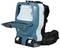 A portable, turquoise industrial vacuum cleaner with backpack straps and a filter compartment, designed for cordless operation with two batteries.