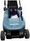 Lawn mower with blue cover. Marked 'Makita 380mm'. Battery-operated with 36V and LXT technology identifiable.