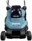 A blue, battery-powered lawn mower with the inscription 'Thakita 430mm', 36V, viewed from the front.