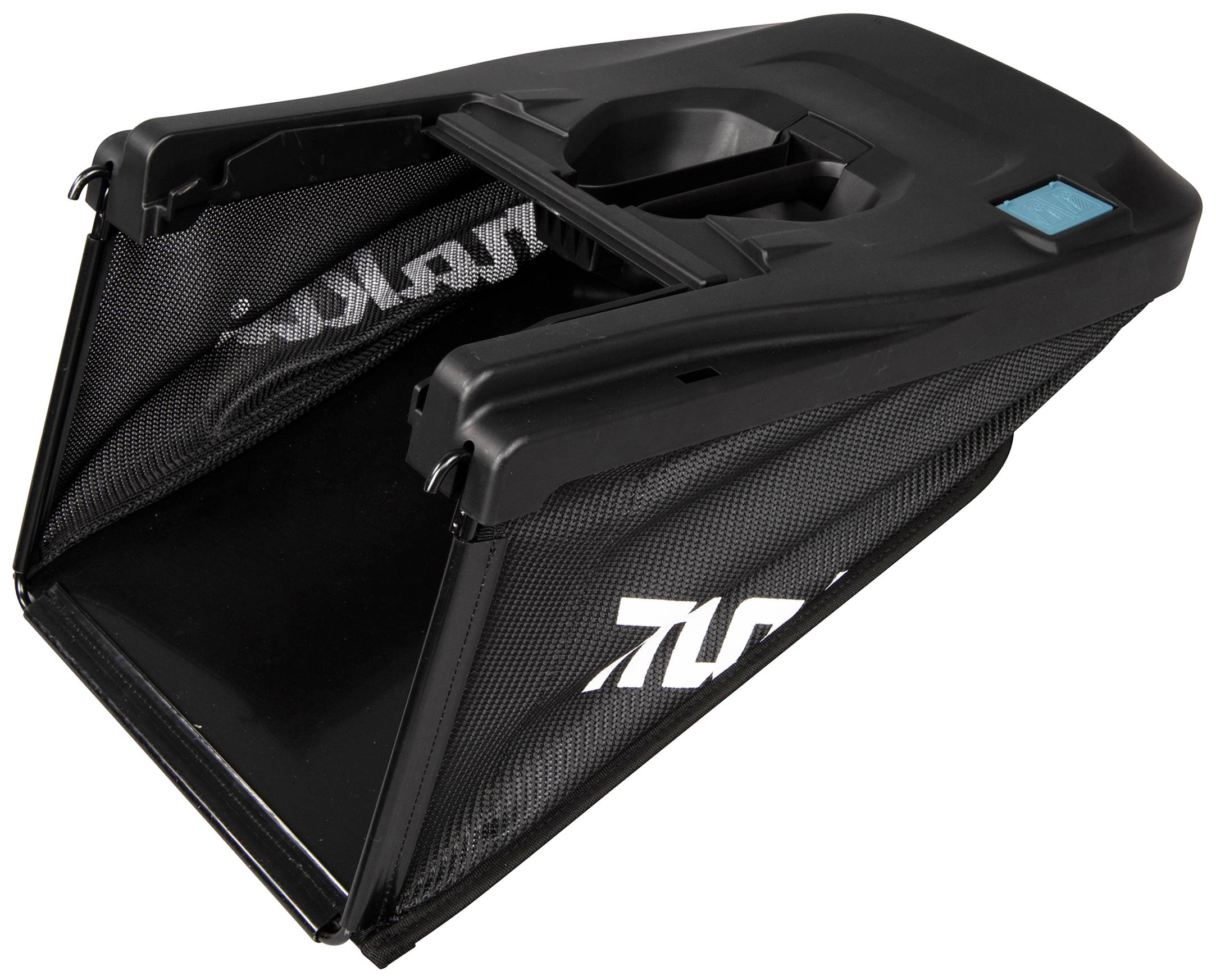 A black vacuum cleaner bag attachment with a large handle and a blue brand, suitable for cleaning devices.