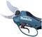 Electric pruning shears with a blue grip cover and silver blade, with the brand name 'Makita' printed on them.