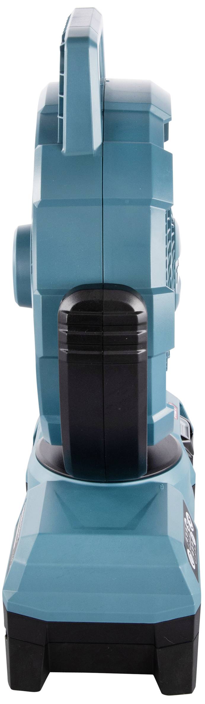 A blue electric handheld vacuum cleaner shown from the side, without visible details or accessories.
