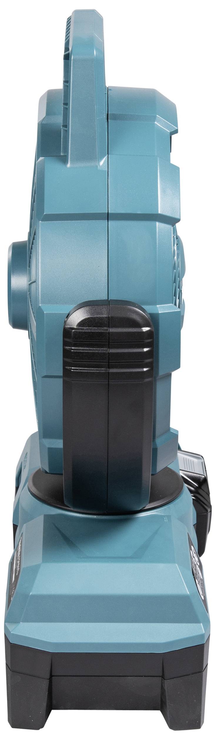 A blue, handheld electric tool, viewed from the side, shows a large grip and a robust housing.