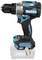 Cordless drill in turquoise and black with 40V battery, silver drill head and ergonomic handle.