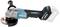 A blue, cordless angle grinder with a black handle and silver grinding head from the Makita brand.