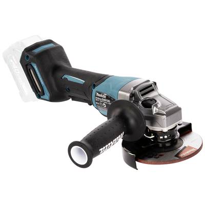 A cordless angle grinder with an ergonomic handle and grey-blue casing, suitable for grinding and cutting materials.