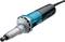 Electric straight grinder with blue and silver casing and black handle, used for grinding and polishing metal.