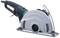 An electric circular saw with a protective cover and ergonomic handle, suitable for cutting wood and other materials.