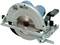 Electric circular hand saw in silver and blue with a black handle, suitable for cutting wood and other materials.