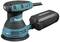 A handy, blue Makita cordless orbital sander with a rectangular battery pack, suitable for sanding work.