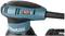 A blue Makita orbital sander with a black handle and an orange speed control dial, set to level 5.