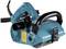 An electric brush grinding machine with a blue casing and black handle, suitable for grinding wood and metal surfaces.