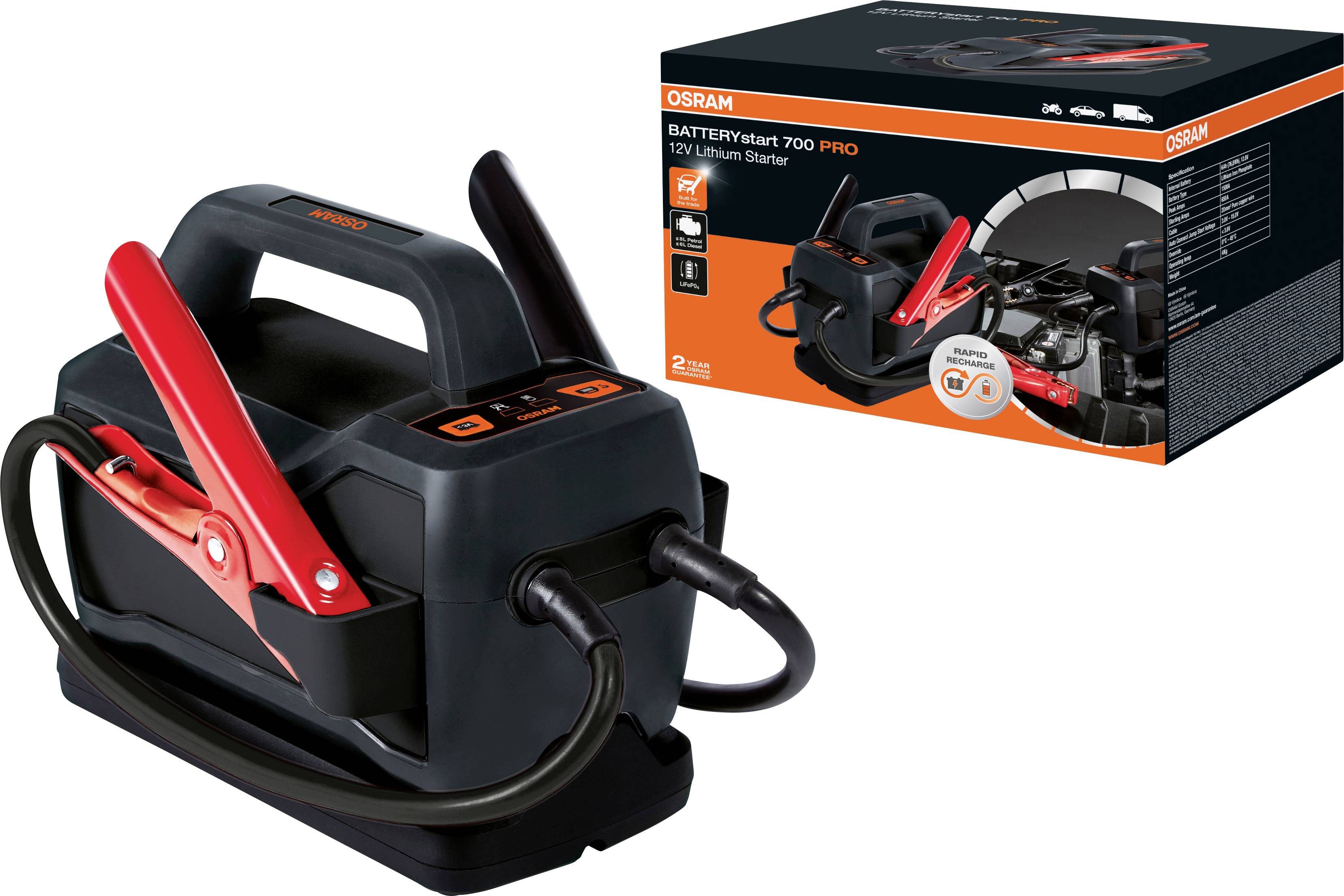 OSRAM Quick start system BATTERYstart PRO 700 OEBSPL700 Jump start current (12 V)=650 A-5