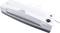 A white laminating machine with multiple setting buttons and a switch. It is used for permanently sealing paper documents.