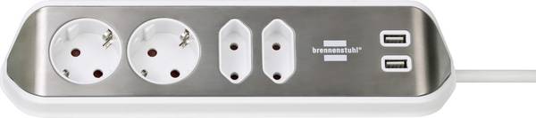 Brennenstuhl 1153590420 Worktop socket 1-piece Silver, White PG connector 1 pc(s)
