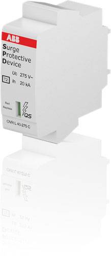 Surge protection device with the 'ABB' logo. Model number COVR L 40-275 C. Protects electrical systems from overvoltage up to 275 V.