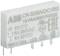 White, rectangular relay with inscription 'ABB 60VDC', multiple technical symbols and certificates, five connection pins beneath.