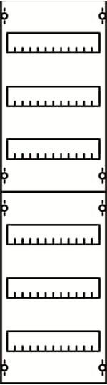 Black and white pattern with vertical rectangular frames containing horizontal rows of lines with short vertical strokes.