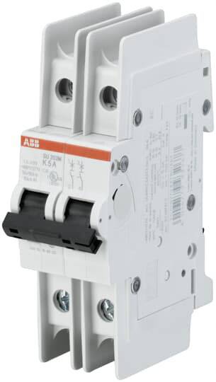 A two-pole ABB circuit breaker, 16 A, 400 V, for protecting electrical circuits.