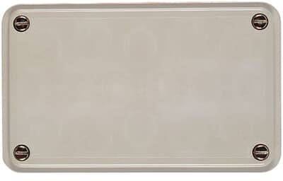 A blank number plate, rectangular, with four screws in the corners.