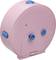 A pink device with blue buttons and switches, likely for technical or mechanical functions.